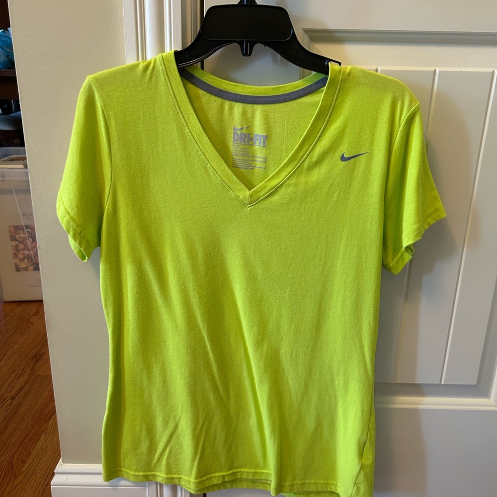 Nike Women's Neon Yellow V-Neck Tee
